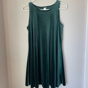 Velour green cocktail dress